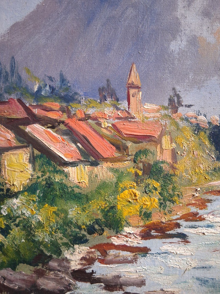 Huile sur toile paysage de montagne rivière torrent Alexandre Altmann-photo-2