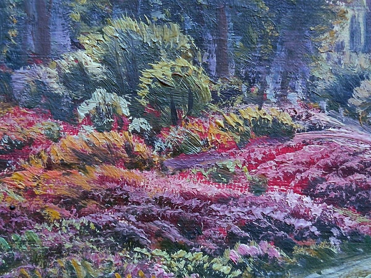 Gaston Anglade (1854-1931) Oil On Canvas Landscape With Heather-photo-2