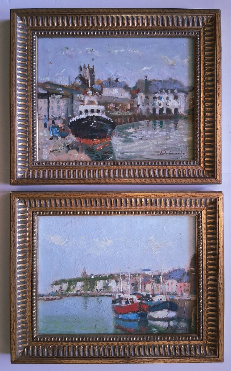 Francis Delmache (1931-2022) Pair Of Paintings Normandy Ports