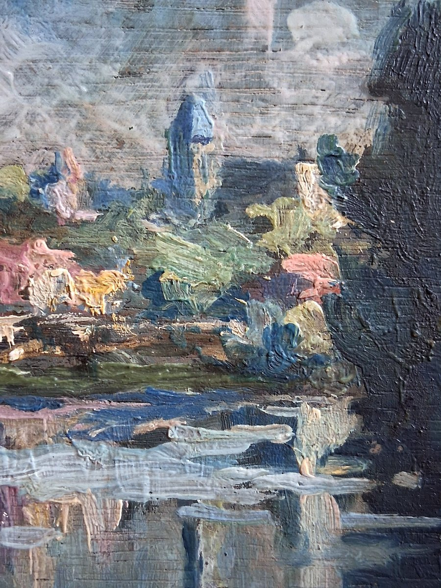 Alfred VEILLET (1882-1958) huile sur bois village en bord de rivière postimpressionnisme-photo-4
