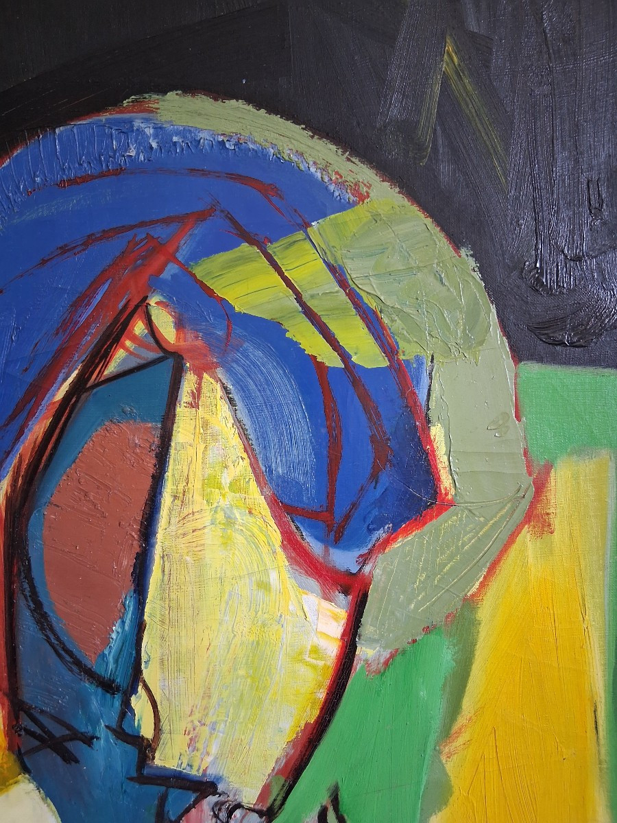 Jacques ROCH (1934-2015) huile sur toile composition abstraite 1963-photo-3