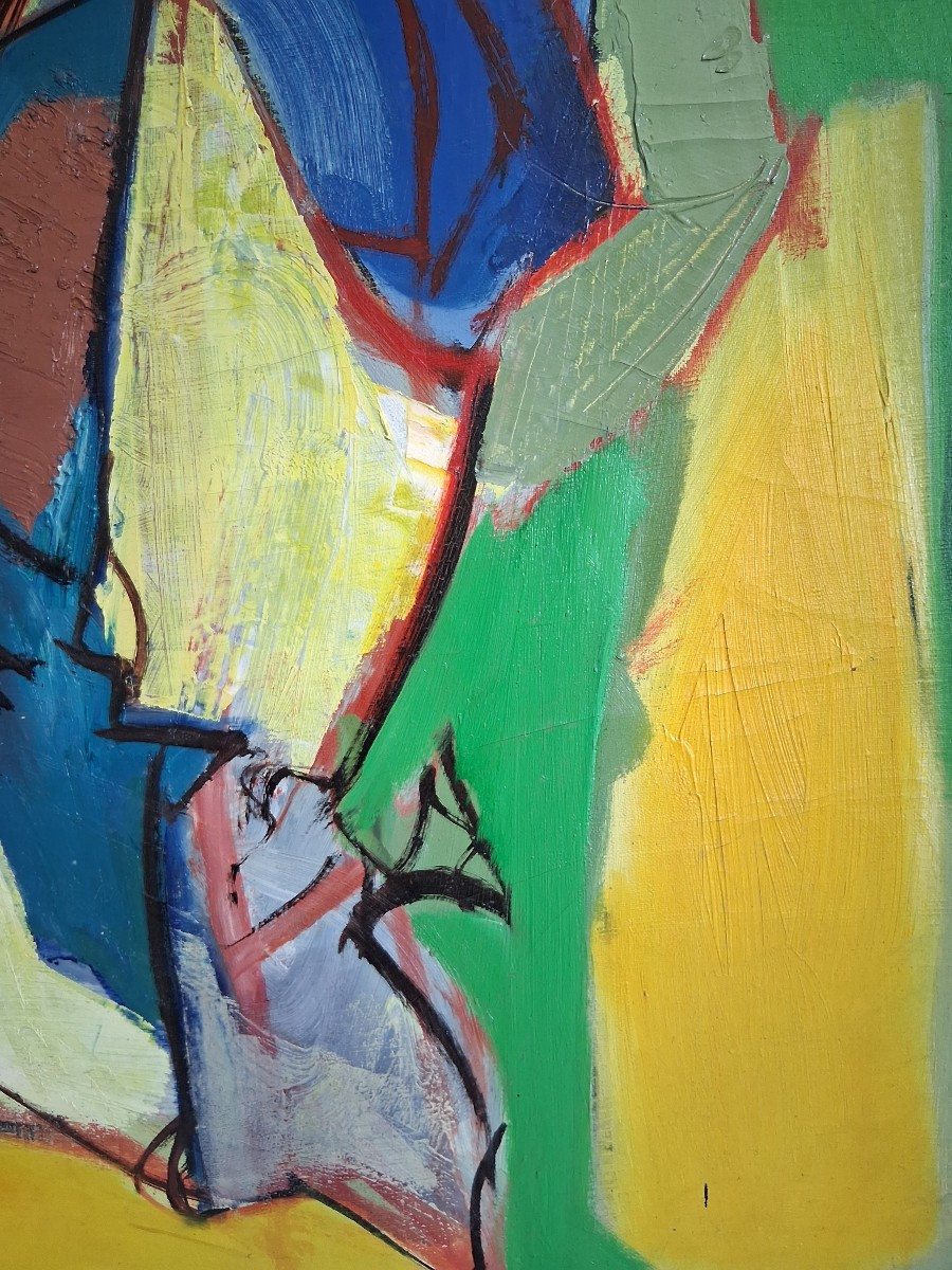 Jacques ROCH (1934-2015) huile sur toile composition abstraite 1963-photo-2