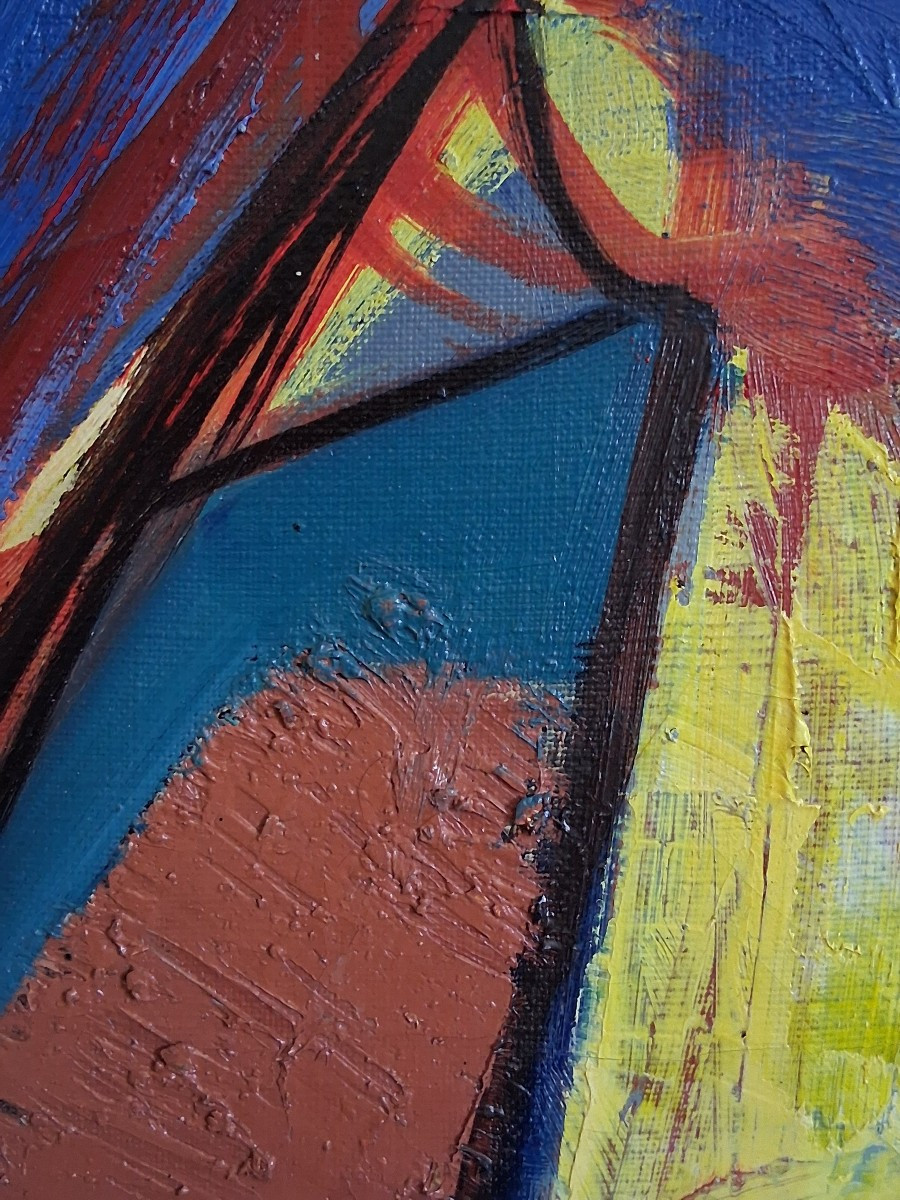 Jacques ROCH (1934-2015) huile sur toile composition abstraite 1963-photo-3
