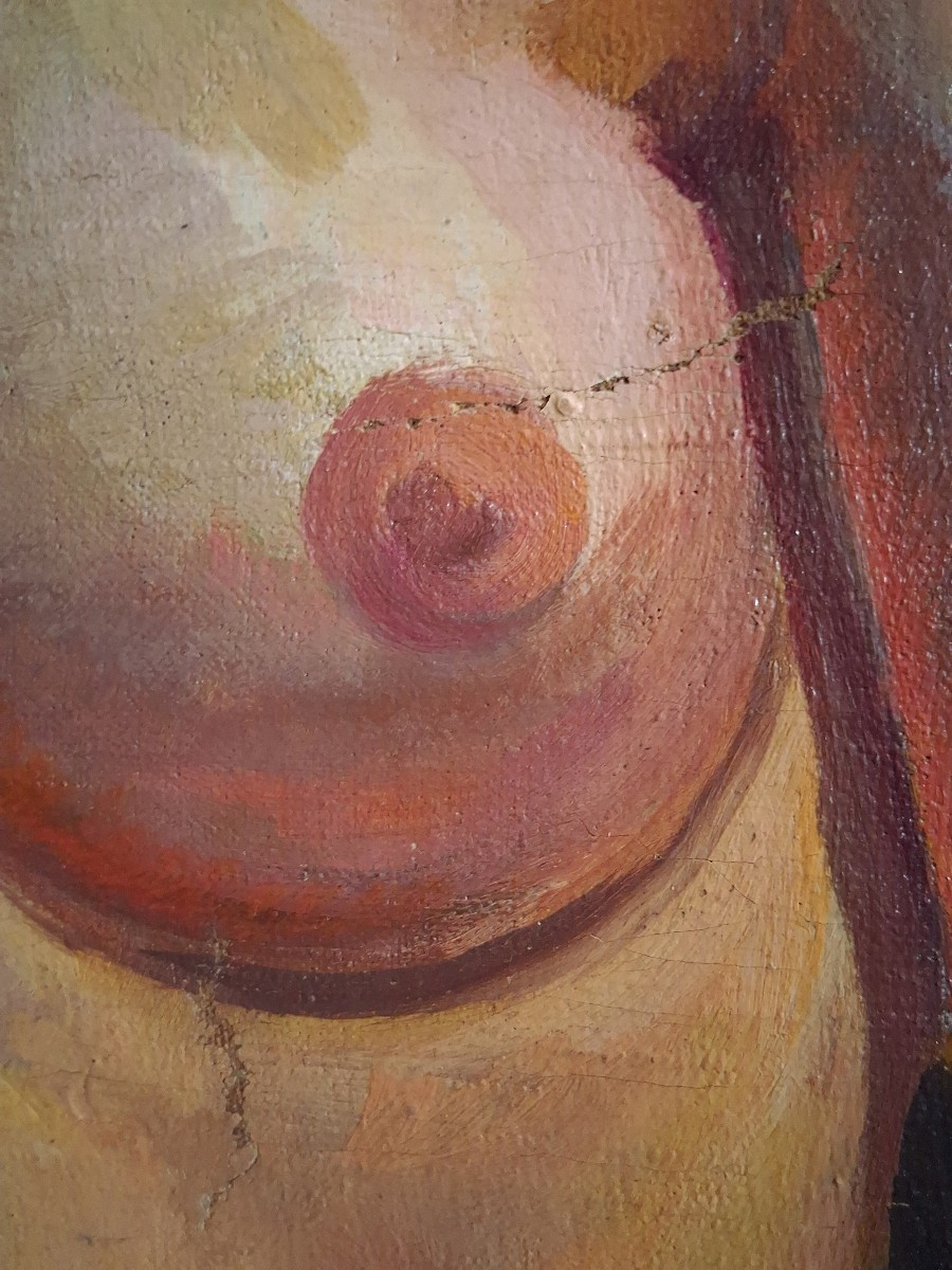 Huile sur toile nu féminin post impressionnisme (signé)-photo-3