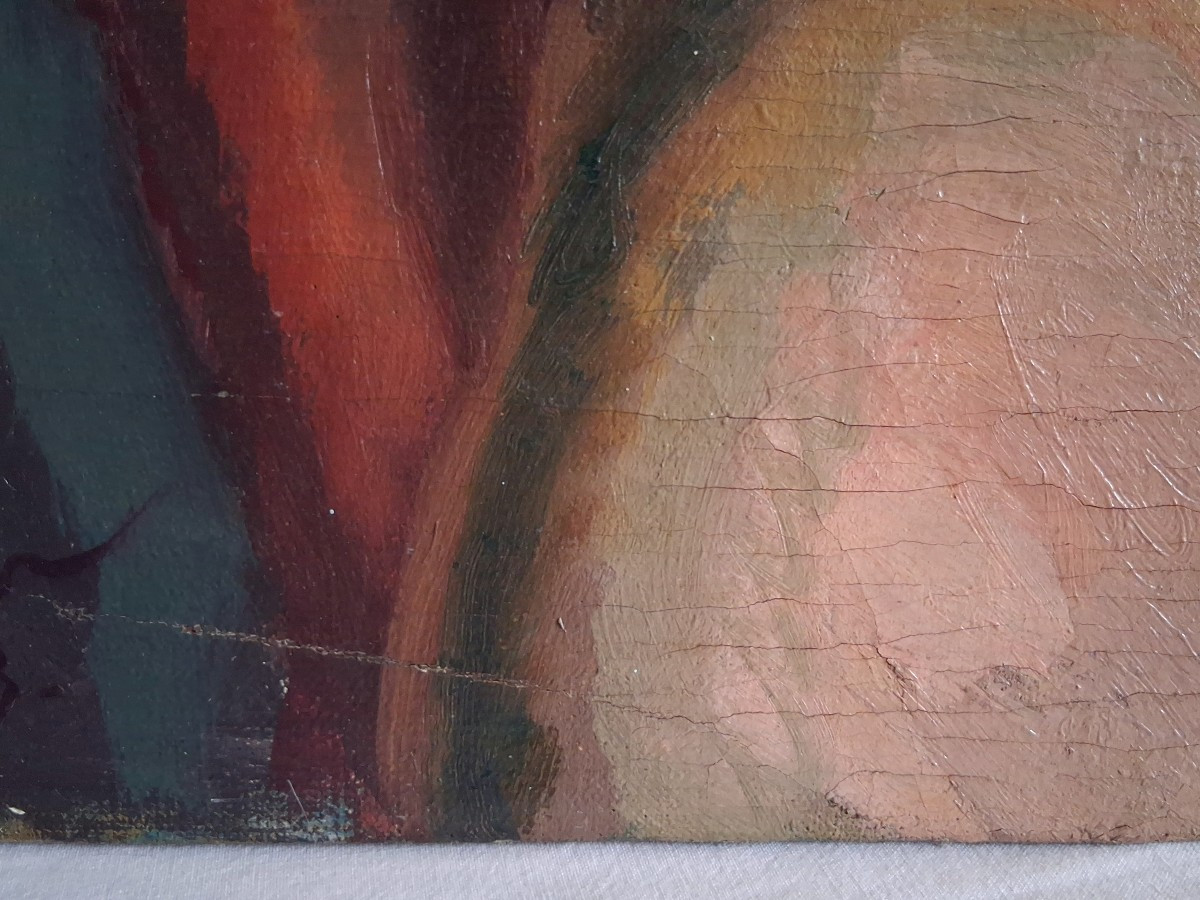 Huile sur toile nu féminin post impressionnisme (signé)-photo-5
