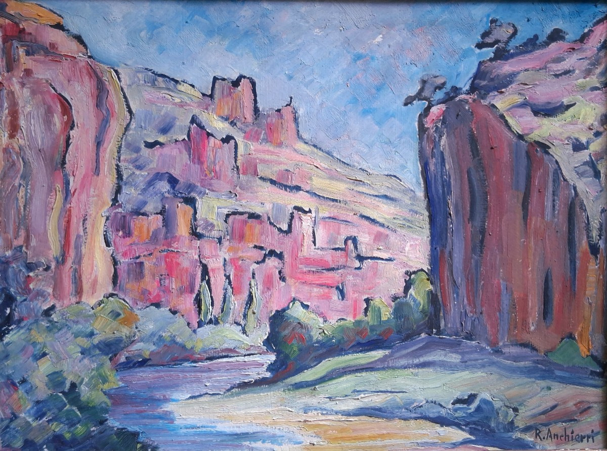 R. Anchierri Oil On Panel Landscape 1930/1940-photo-2