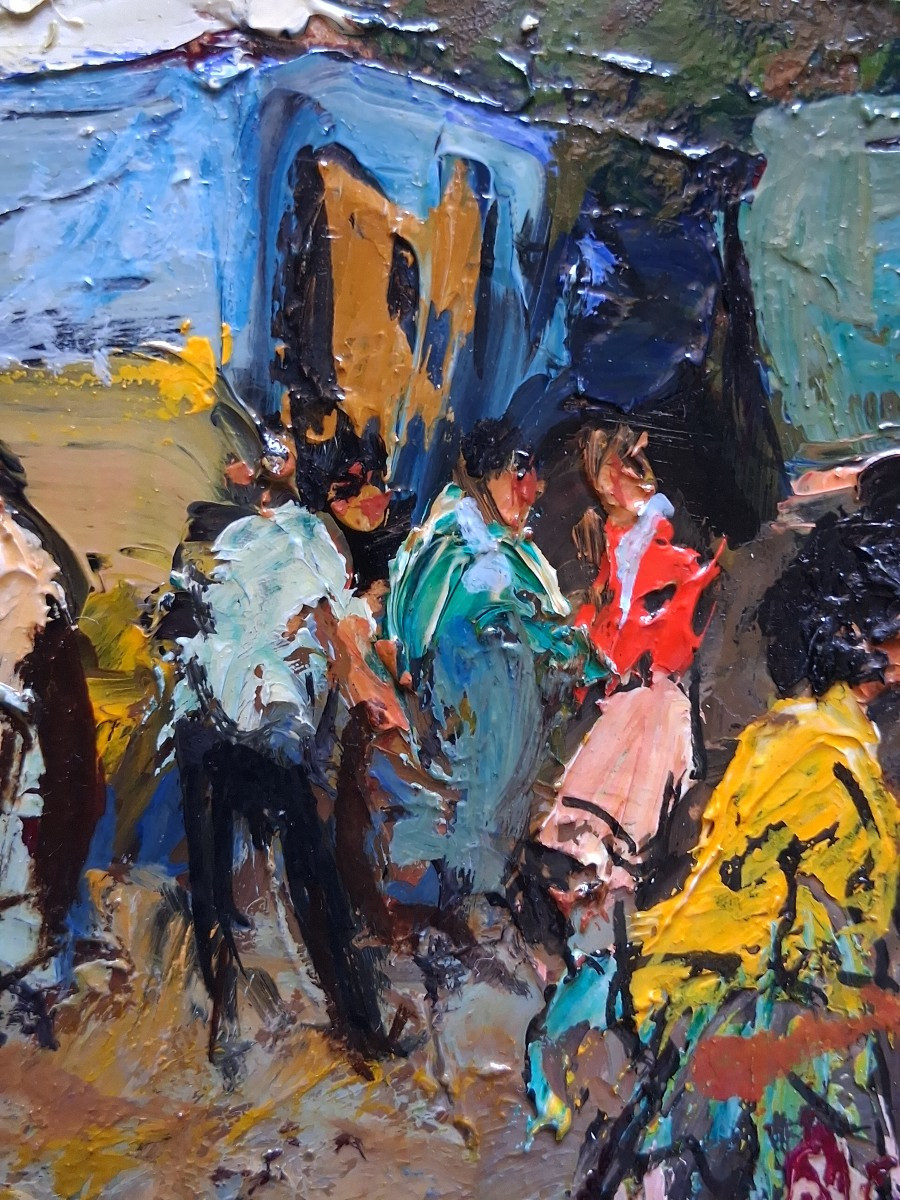 Fernand VAN DER BUSSCHE (1892-1975) camp de gitans huile sur panneau-photo-4