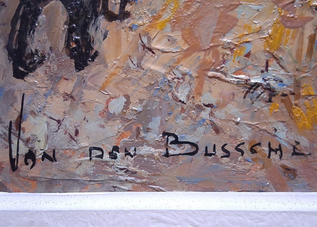 Fernand VAN DER BUSSCHE (1892-1975) camp de gitans huile sur panneau-photo-7