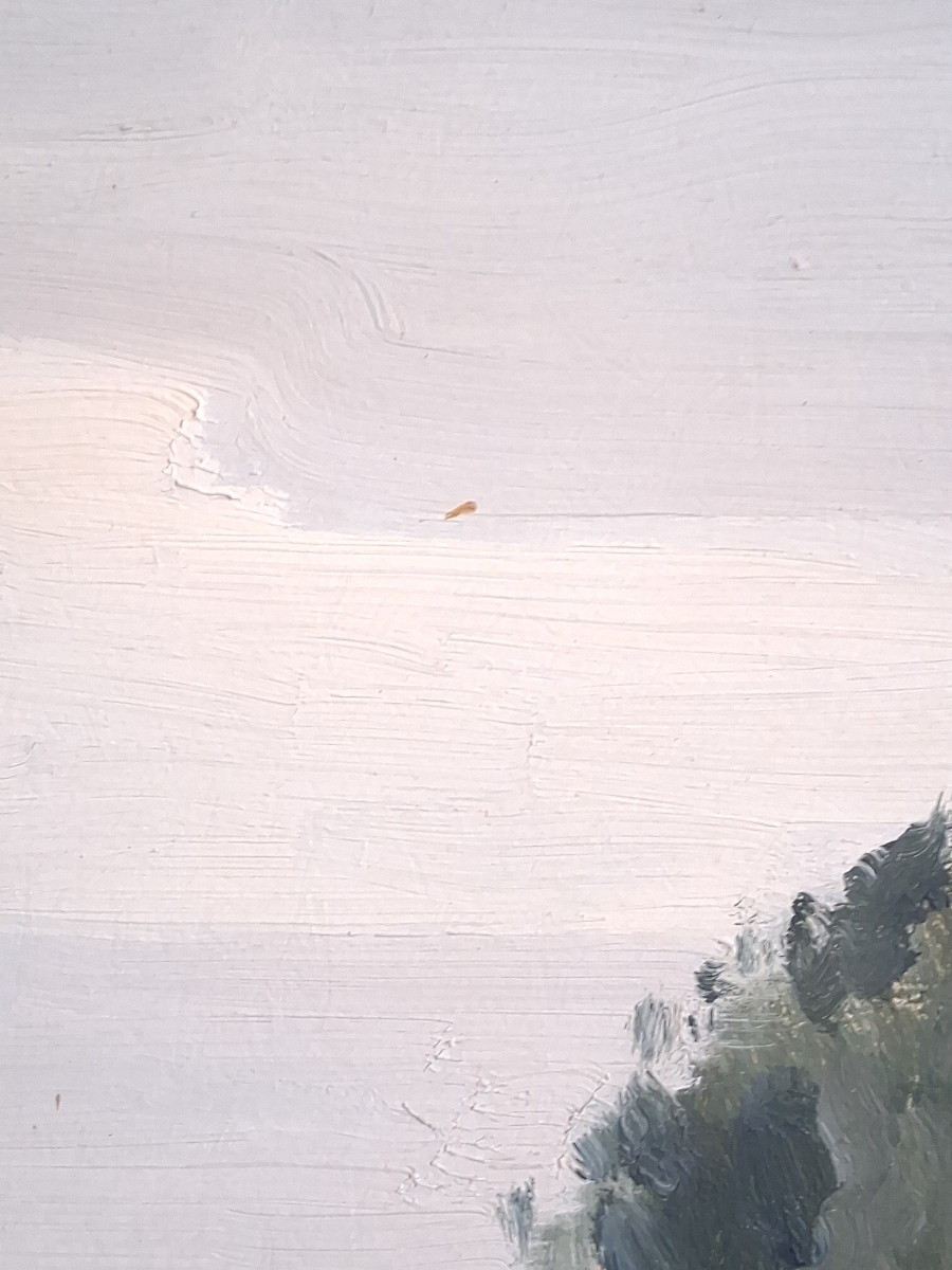 Charles BAUDU (1895-1988) huile sur panneau paysage bords de Saône-photo-6