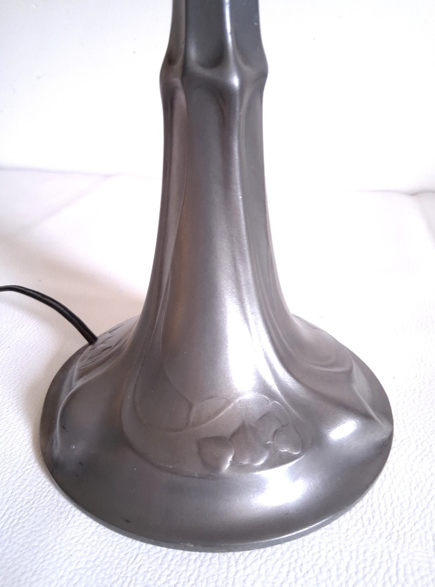 Hugo LEVEN pour KAYSERZINN lampe en étain 1900 Art Nouveau-photo-3