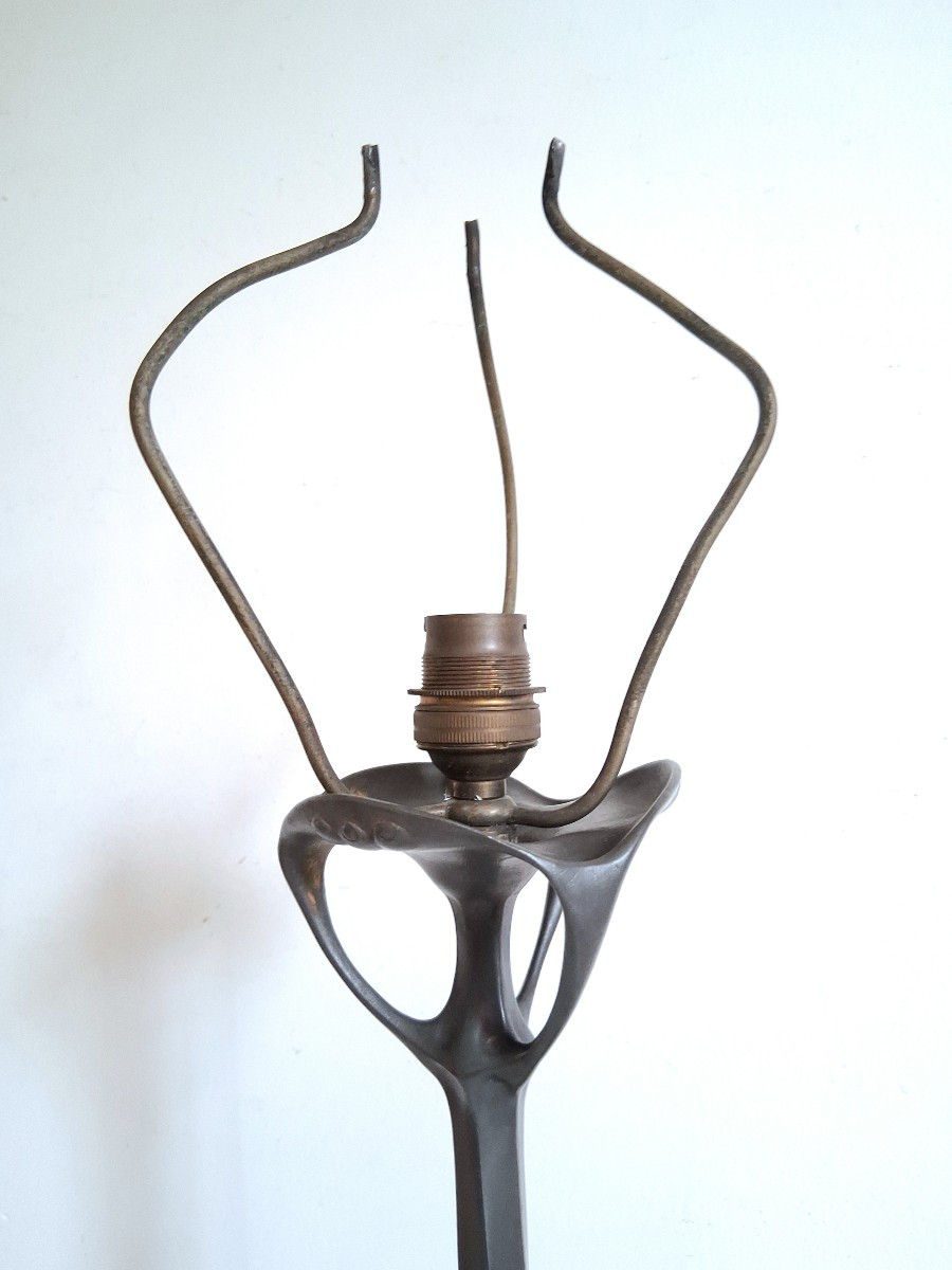 Hugo LEVEN pour KAYSERZINN lampe en étain 1900 Art Nouveau-photo-4