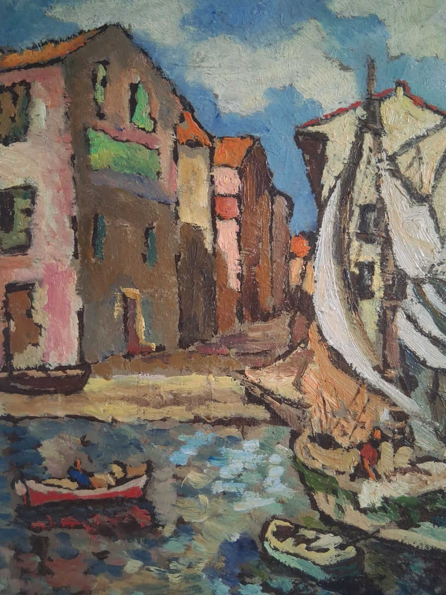 Jean ROGER (1924-2015) huile sur bois paysage marin port-photo-3