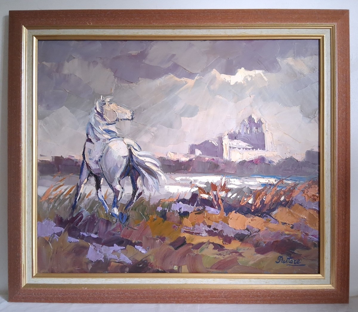 Jean Pastore (born In 1941) Horse At Saintes-maries-de-la-mer Camargue Oil On Canvas