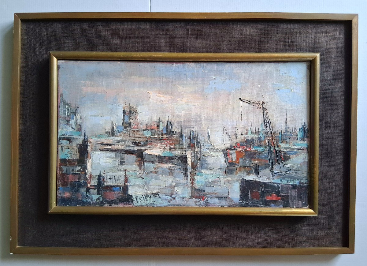 Felix Felmart (born In 1933) Pair Of Paintings Views Of Paris The Seine Oils On Canvas 1961-photo-2