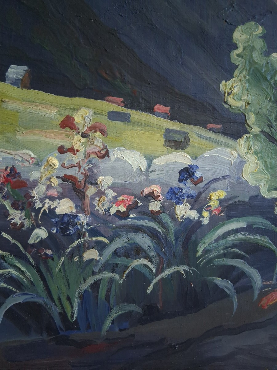 Maurice VAGH WEINMANN (1899-1986) paysage estival  montagne huile sur toile-photo-3