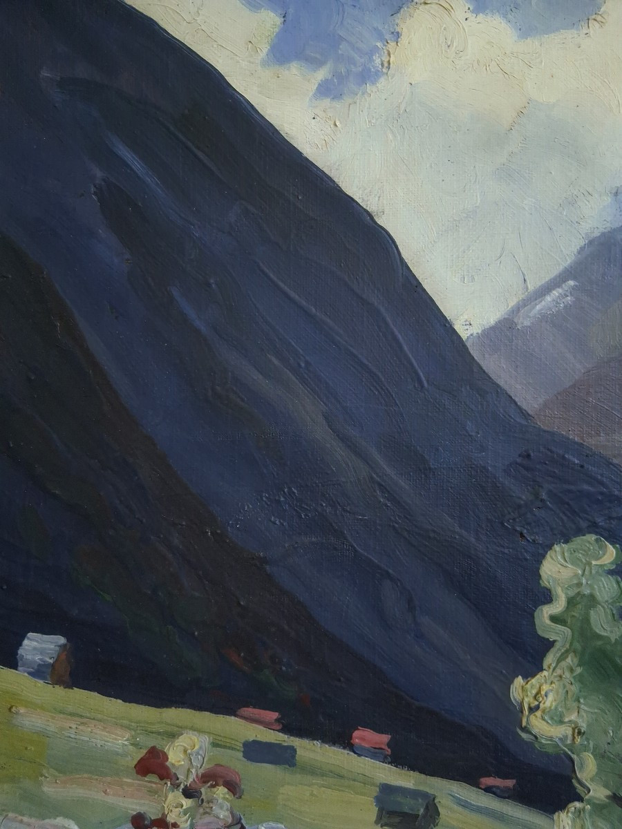 Maurice VAGH WEINMANN (1899-1986) paysage estival  montagne huile sur toile-photo-2