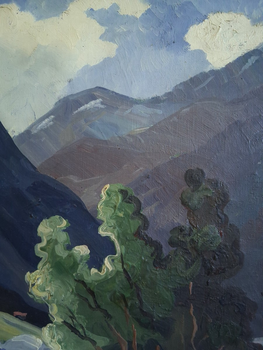 Maurice VAGH WEINMANN (1899-1986) paysage estival  montagne huile sur toile-photo-3
