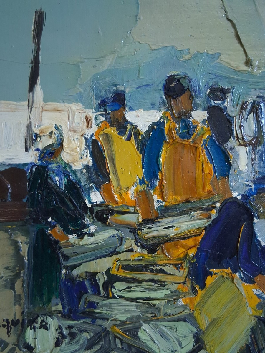 Michel Trinquier (born In 1931) Oil On Canvas Fishermen Returning From Fishing-photo-3