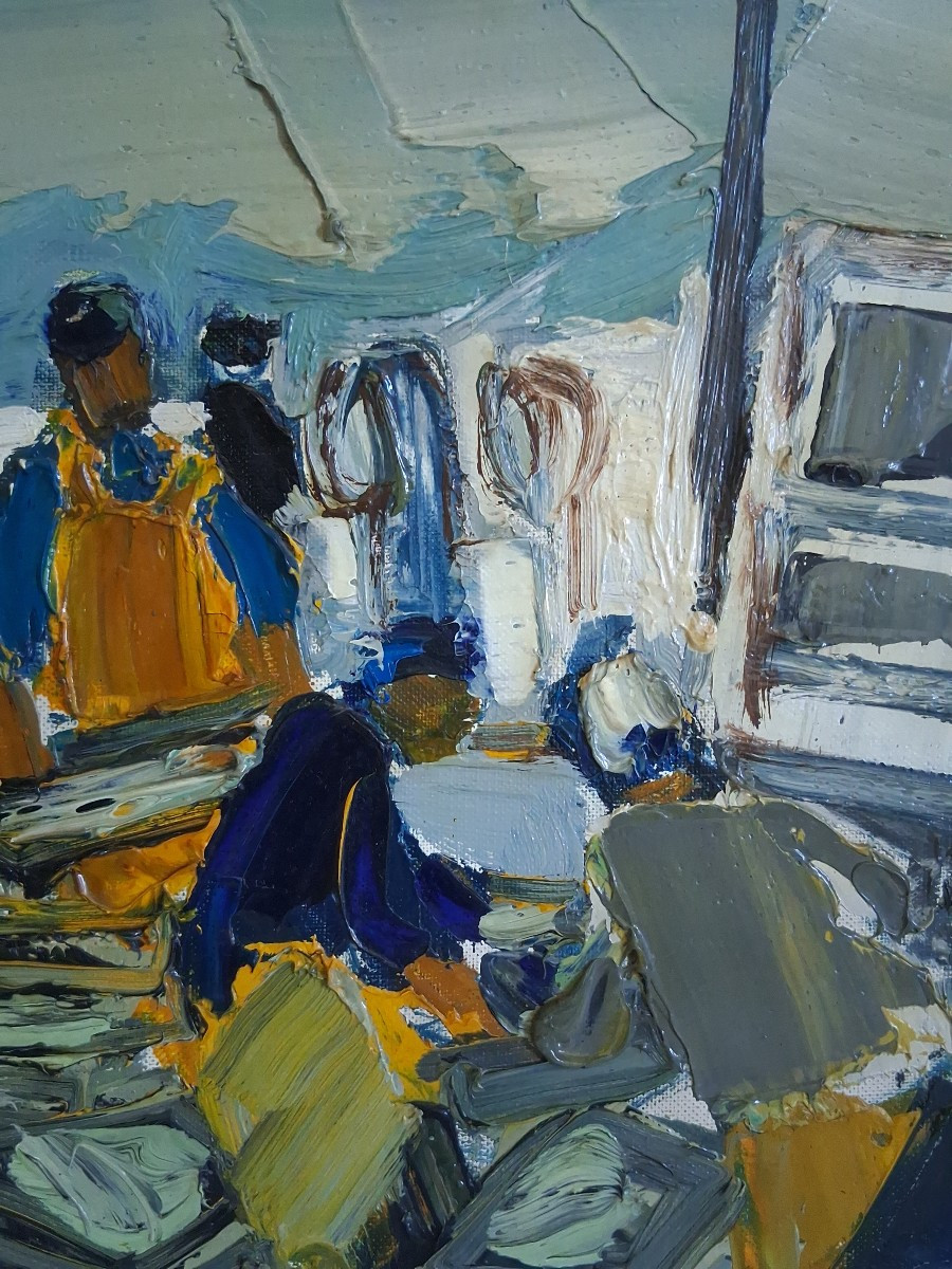 Michel Trinquier (born In 1931) Oil On Canvas Fishermen Returning From Fishing-photo-4