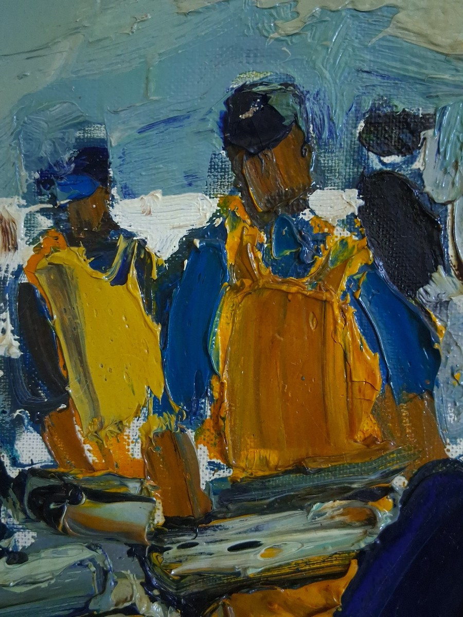 Michel Trinquier (born In 1931) Oil On Canvas Fishermen Returning From Fishing-photo-2
