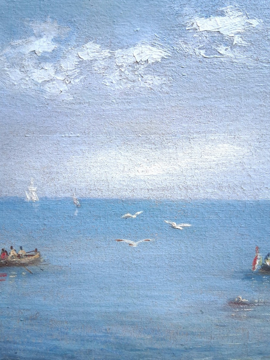Federico ROJO - Malaga la Bella - Espagne - huile sur toile marine 1880 19ème-photo-3
