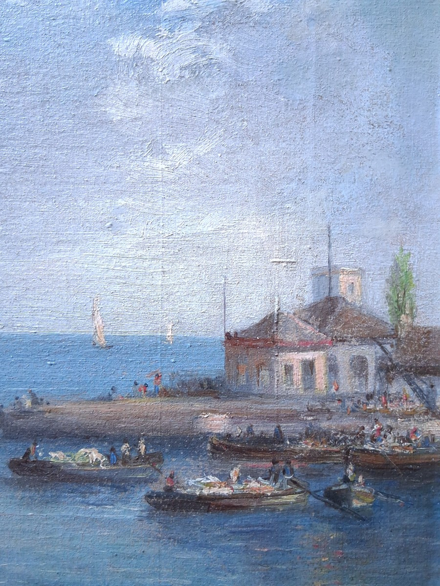 Federico ROJO - Malaga la Bella - Espagne - huile sur toile marine 1880 19ème-photo-4
