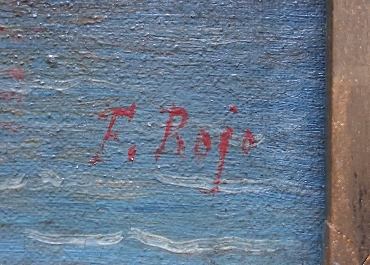 Federico ROJO - Malaga la Bella - Espagne - huile sur toile marine 1880 19ème-photo-5