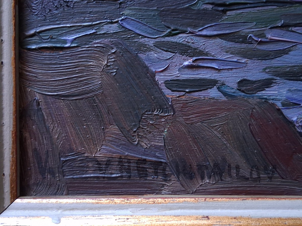 Basile Netchitailoff (1888-1980) Antibes Côte d'Azur Oil On Wood-photo-6