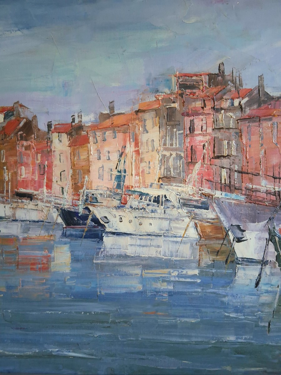 Petar JOVANOVIC port de Saint Tropez huile sur toile-photo-4