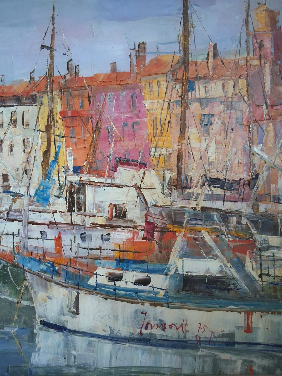 Petar JOVANOVIC port de Saint Tropez huile sur toile-photo-2