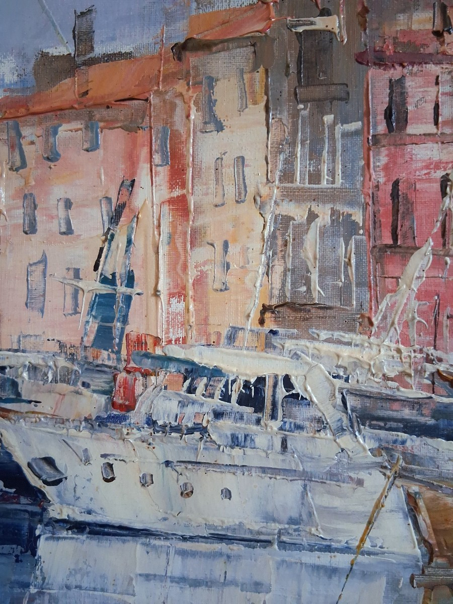 Petar JOVANOVIC port de Saint Tropez huile sur toile-photo-5