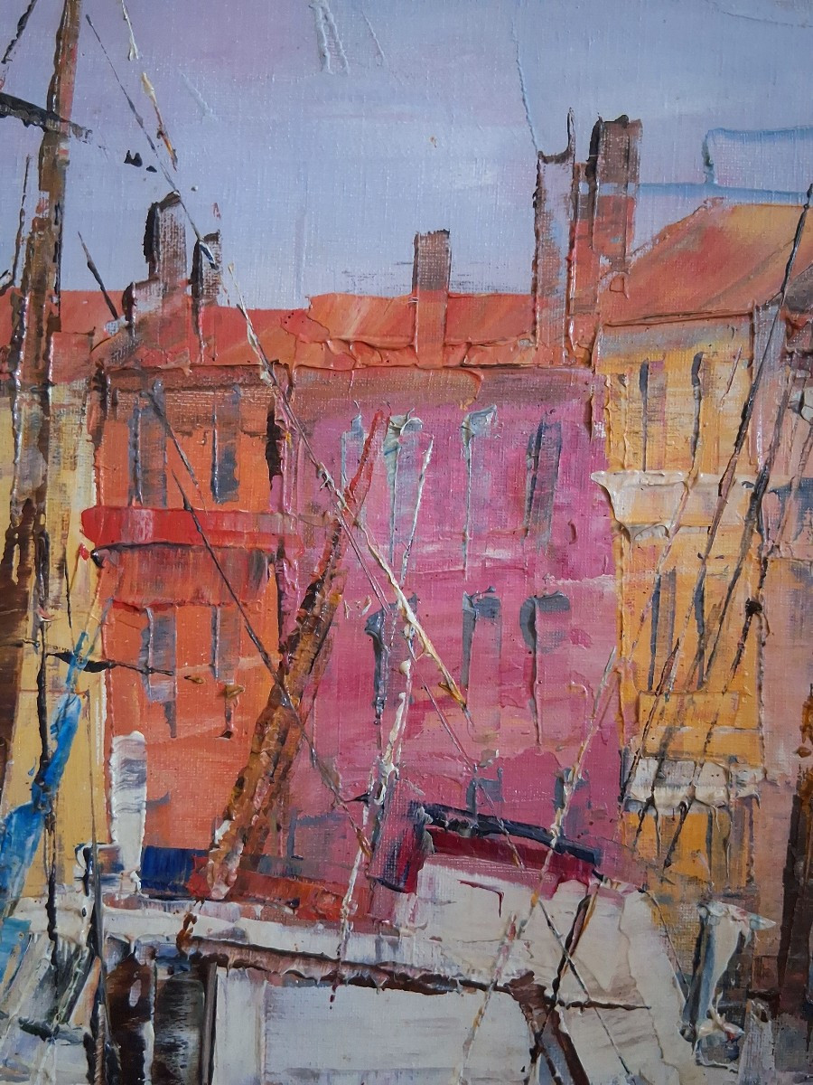Petar JOVANOVIC port de Saint Tropez huile sur toile-photo-6