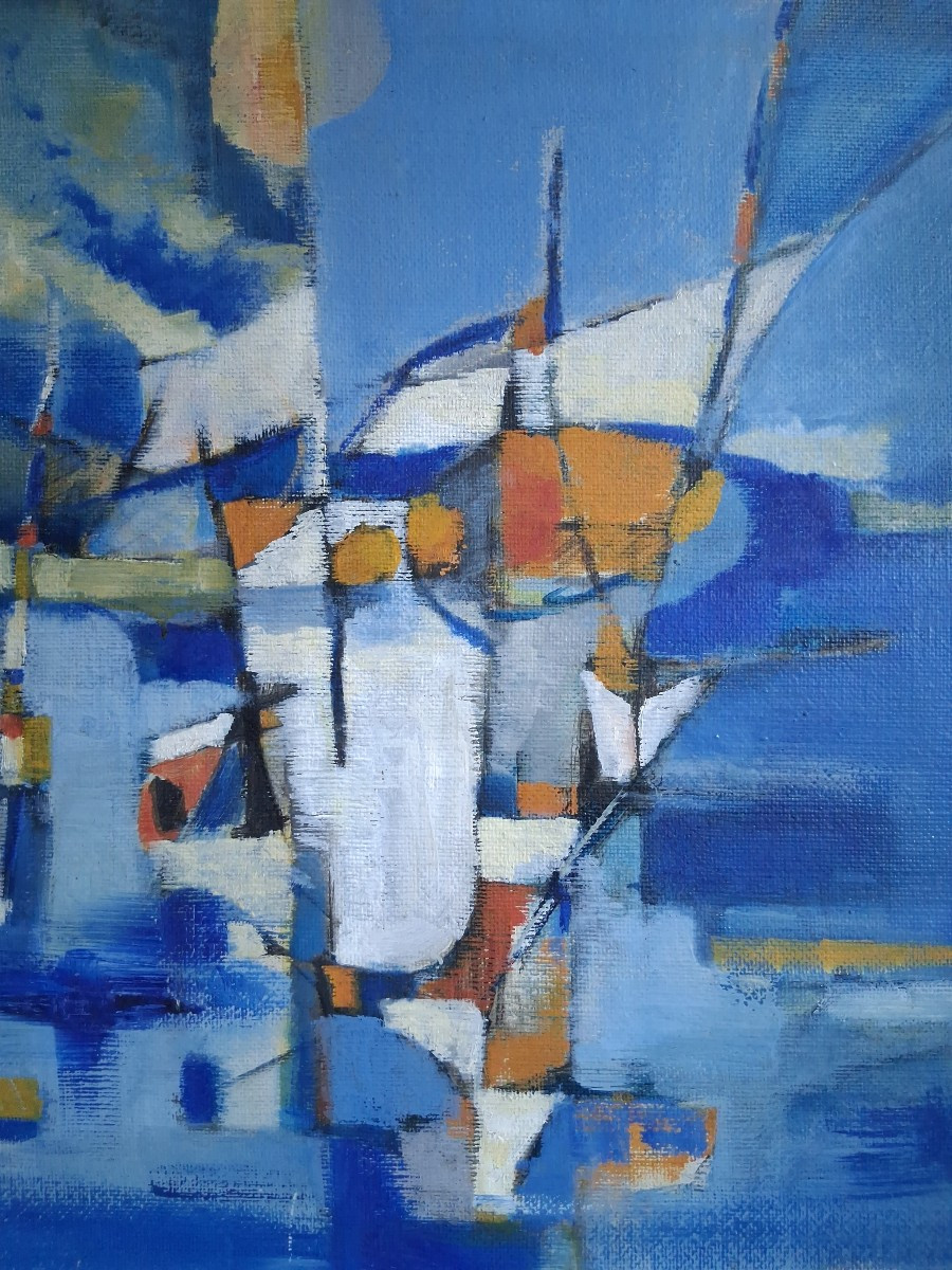 Philippe RAYNAL (né en 1936) huile sur panneau marine port 1962-photo-4