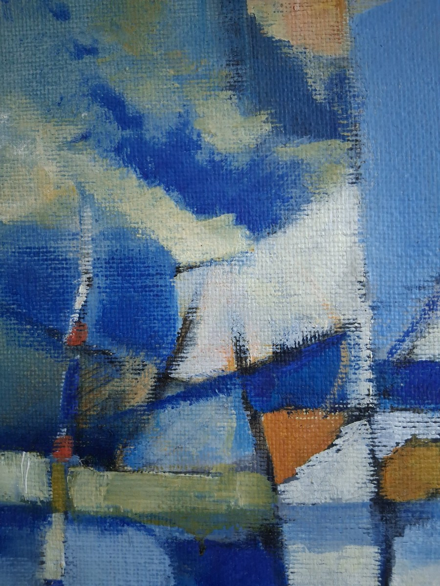 Philippe RAYNAL (né en 1936) huile sur panneau marine port 1962-photo-2
