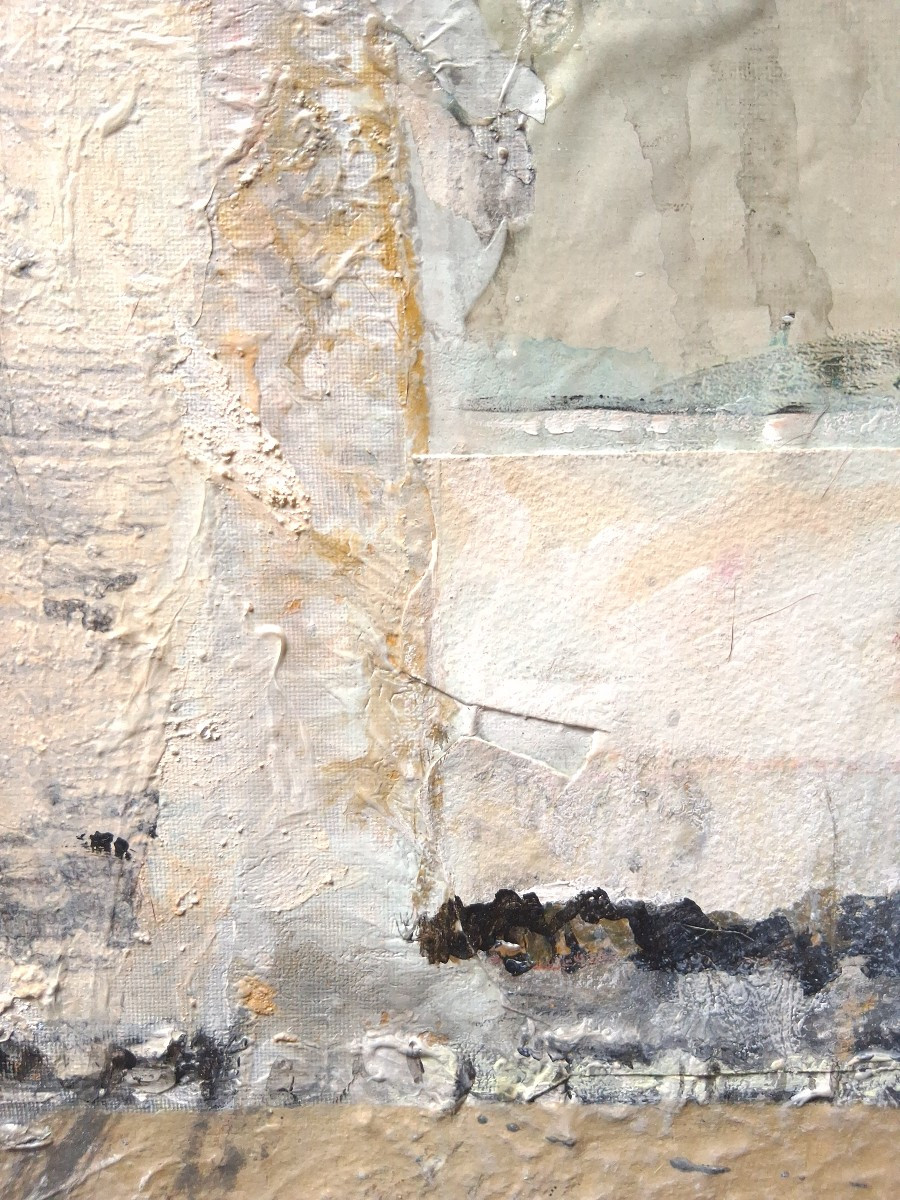 Claude Pellier (born In 1932) Abstract Composition Acrylic And Collages On Canvas-photo-3