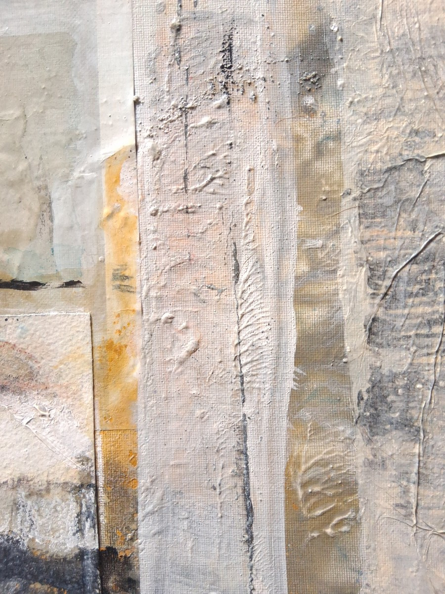 Claude Pellier (born In 1932) Abstract Composition Acrylic And Collages On Canvas-photo-1