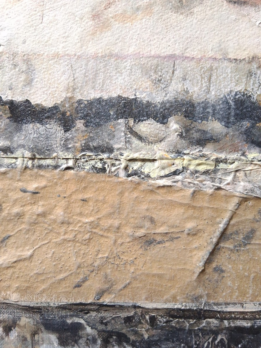 Claude Pellier (born In 1932) Abstract Composition Acrylic And Collages On Canvas-photo-3