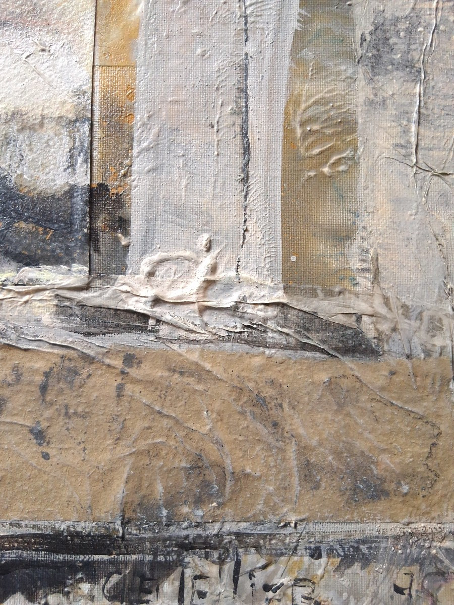 Claude Pellier (born In 1932) Abstract Composition Acrylic And Collages On Canvas-photo-4