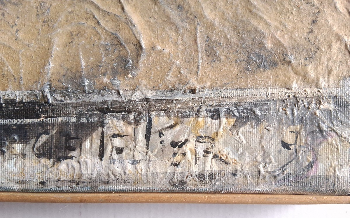 Claude Pellier (born In 1932) Abstract Composition Acrylic And Collages On Canvas-photo-5