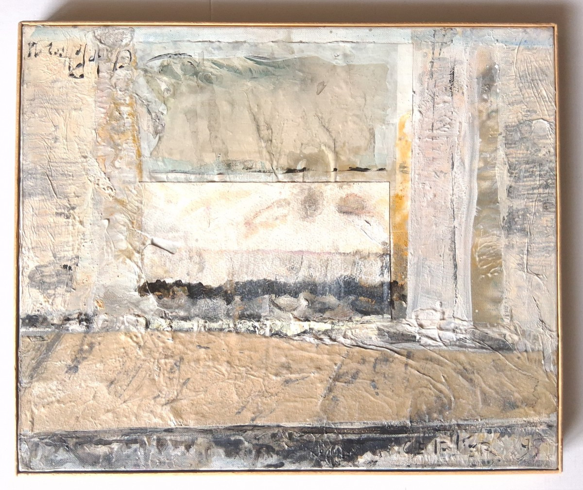Claude Pellier (born In 1932) Abstract Composition Acrylic And Collages On Canvas