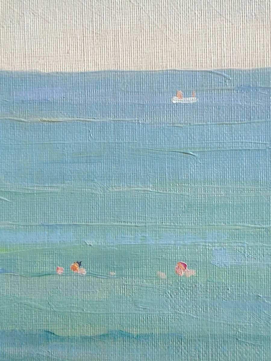 Ernest VIOLET (1883-1977) La plage de Mers-les-Bains huile sur panneau marine-photo-3