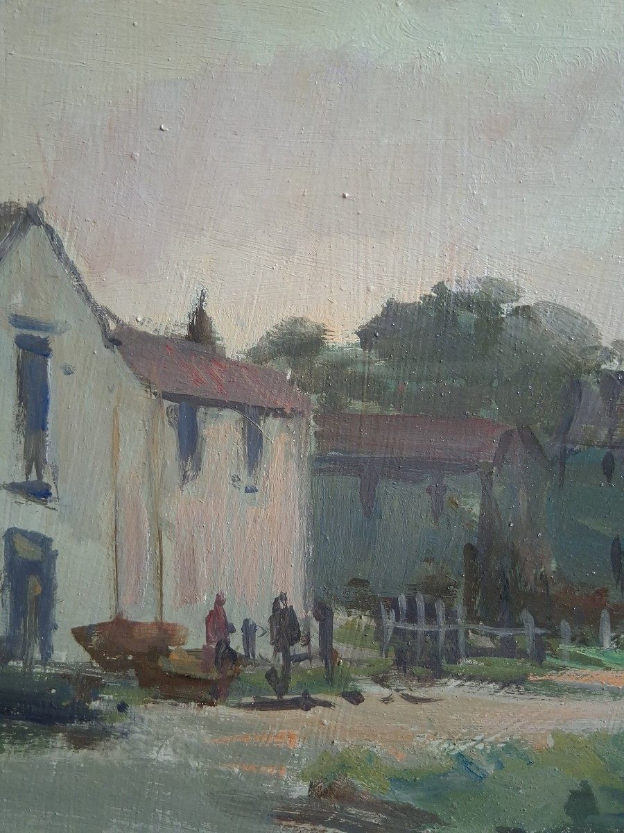 Jack Cox (1914-2007) Oil On Panel Seascape Harbor Norfolk England-photo-4