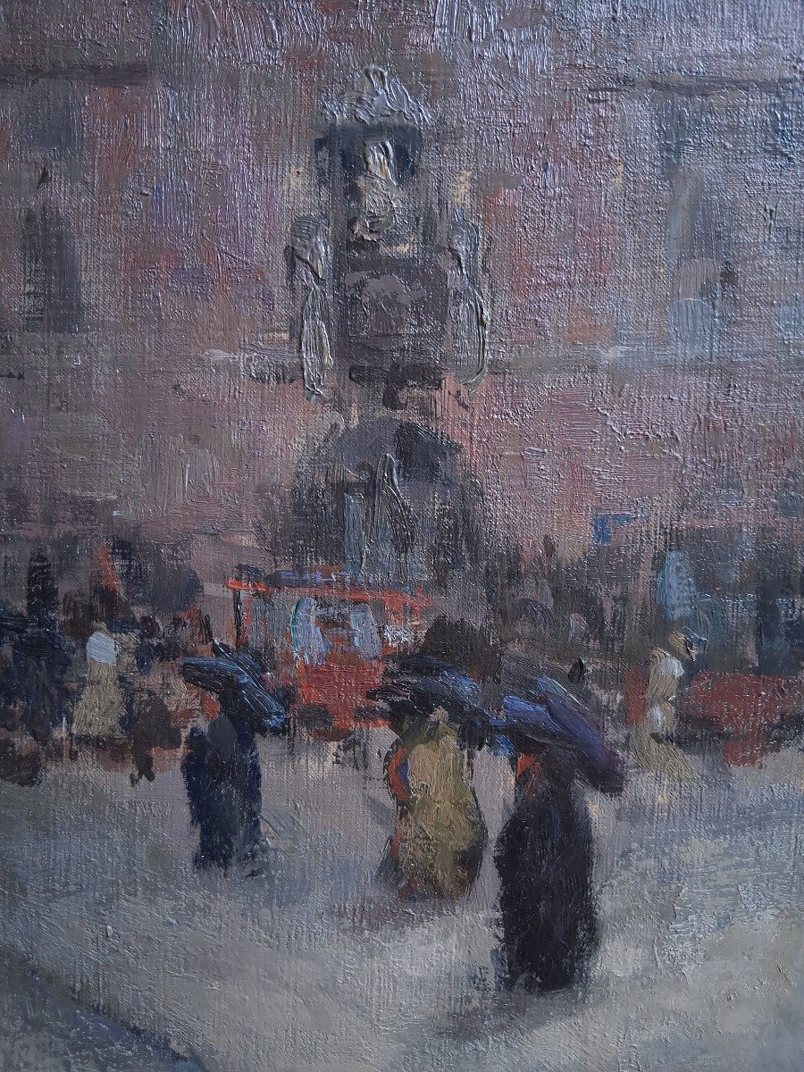 Charles-henry Bizard (1887-1954) The Belfry Of Bruges Belgium - Oil On Canvas-photo-3