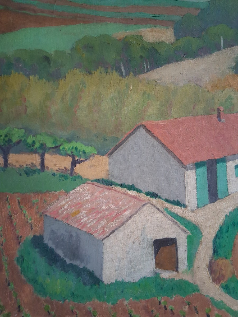 Oil On Canvas Provençal Landscape Bernard Farret d'Astiès 1943-photo-2