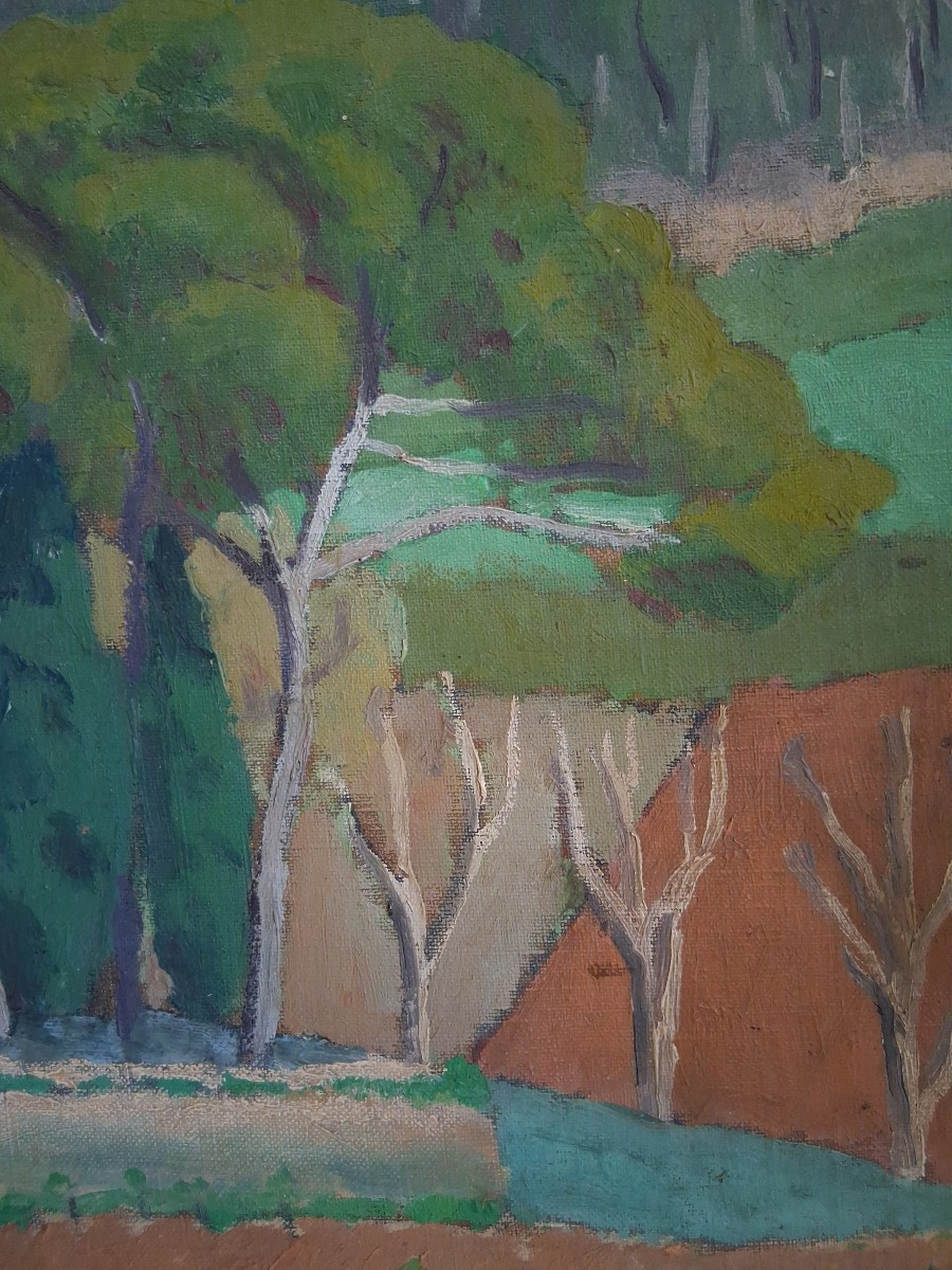 Oil On Canvas Provençal Landscape Bernard Farret d'Astiès 1943-photo-6