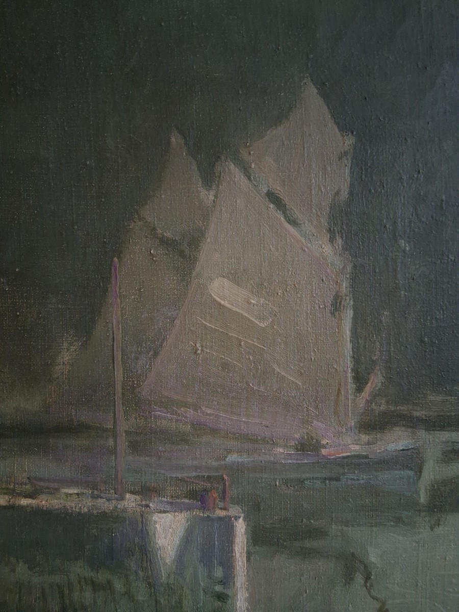 Georges Andrique (1874-1964) Calais Entrance To Paradise Port Oil On Canvas Marine-photo-3