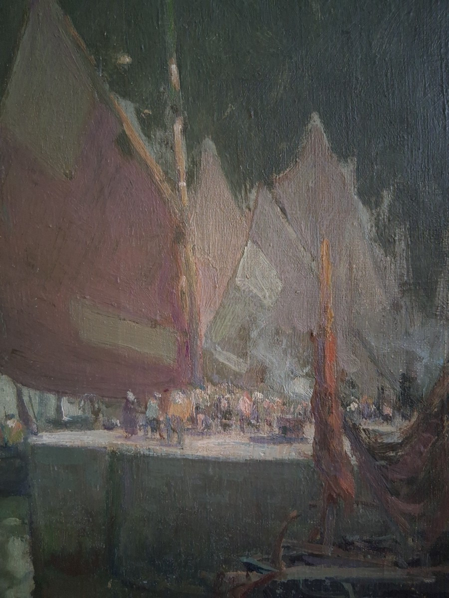 Georges Andrique (1874-1964) Calais Entrance To Paradise Port Oil On Canvas Marine-photo-5