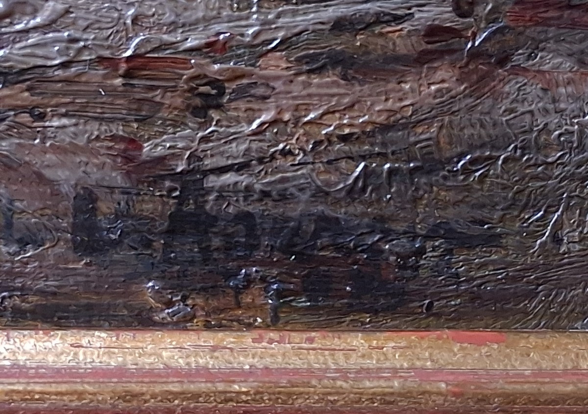 Louis Noël AGERON (1865-1935) huile sur panneau paysage lacustre-photo-6