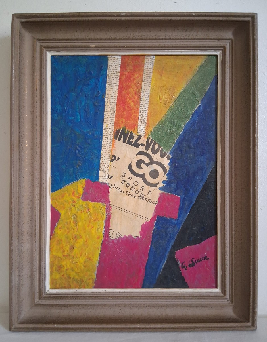 Greta SAUER (1909-2000) composition abstraite technique mixte