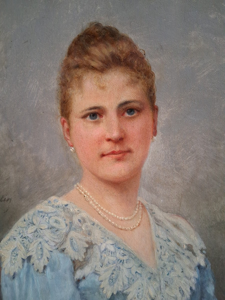 Ernestine Schwind Quantin (born In 1820) Portrait Of A Lady Oil On Wood 19th Century-photo-3